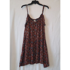 Natural Life Harley Floral Mini Sun Black Orange Dress Large